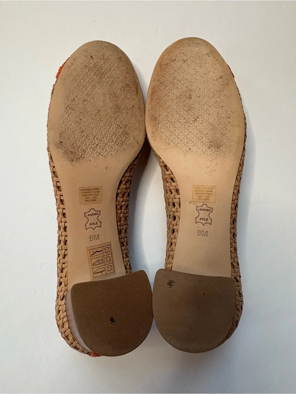 Tory Burch Chelsea Woven Orange and Tan Block Heel Pumps with Gold Logo